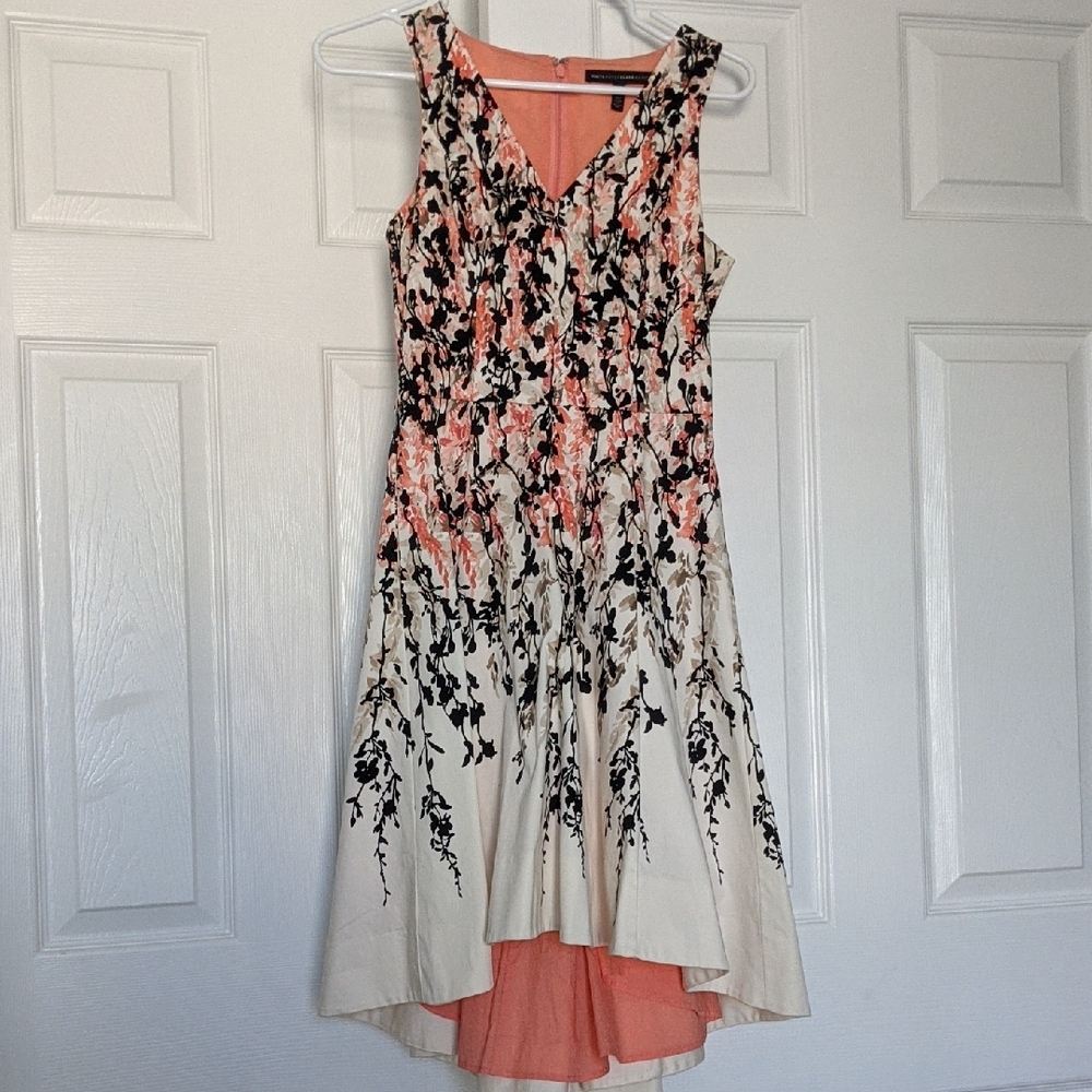 White House Black Market Orange High-Low V-Neck Sundress